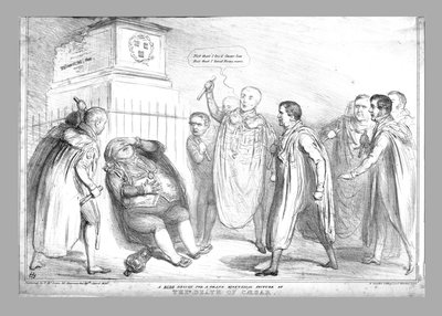 Ein grober Entwurf für ein großes historisches Bild vom Tod Caesars, 1836 von John Doyle