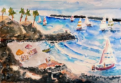 Tropische Strandsegelboote von John Dunn
