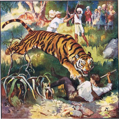 Im nächsten Moment sah ich ihn rückwärts unter die Tigerin fallen von John Edwin Noble