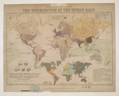 Ethnographische Karte, die Verteilung der Menschheit zeigend von John Emslie