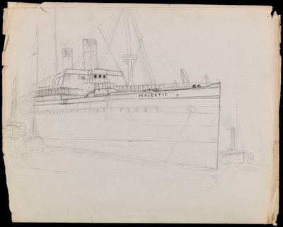 PAH1223; Skizze des Passagierschiffs Majestic (unvollendet) von John Everett