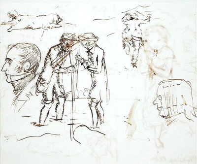 Ein Blatt mit Studien von John Ruskin (1819-1900) und William Millais von John Everett Millais