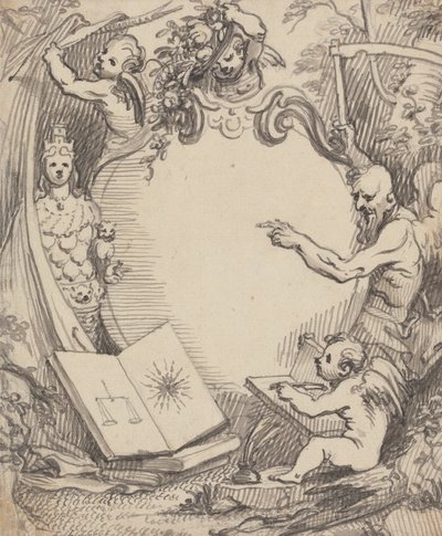 Entwurf für ein Frontispiz - Amor studiert die Natur von John Fayram