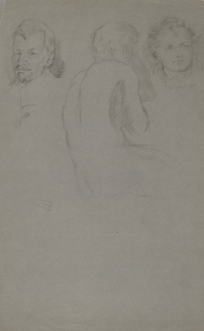 Zwei Porträtstudien und ein männlicher Akt, sitzend von John Ferguson Weir