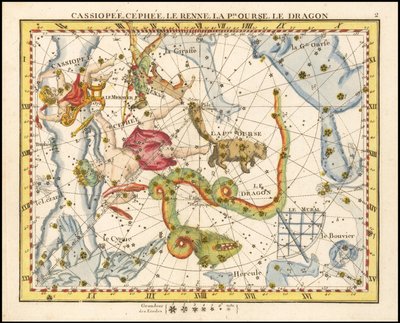 Cassiopee, Cehee, Le Renne, La Petite Ourse, Le Dragon von John Flamsteed