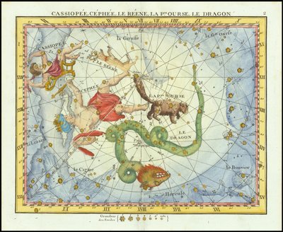 Cassiopeia, Cepheus, Kleiner Bär & Drache von John Flamsteed