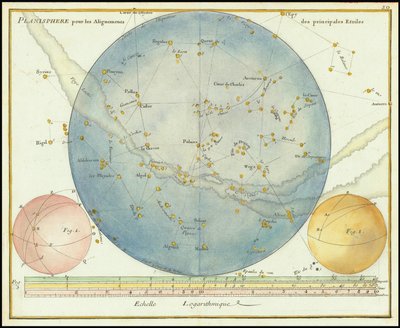1776 - John Flamsteed - Planisphäre für die Ausrichtungen der Hauptsterne von John Flamsteed