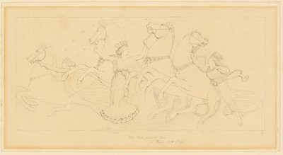 Die Stunden nehmen die Pferde aus Junos Wagen von John Flaxman