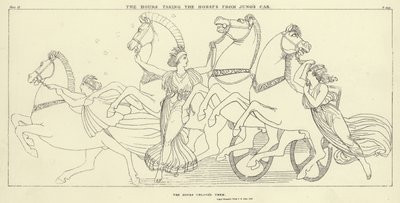 Die Stunden nehmen die Pferde von Junos Wagen von John Flaxman