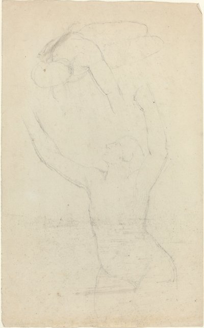 Zwei fliegende Figuren, die sich gegenseitig erreichen von John Flaxman