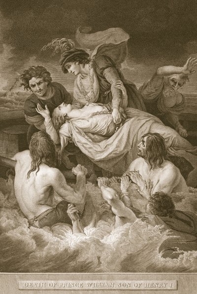 Tod von Prinz William, Sohn von Heinrich I., graviert von J. Stow, Illustration aus David Humes 