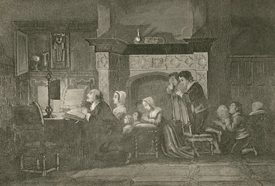Der Lebensmittelhändler und seine Familie beim Gebet von John Franklin