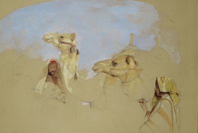 Studie von Kamelen mit Beduinenführern in der Wüste des Berges Sinai von John Frederick Lewis