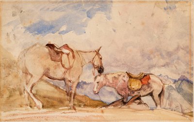 Zwei Pferde von John Frederick Lewis