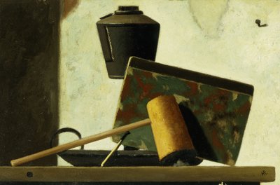 Stillleben mit Notizbuch und Pfeife von John Frederick Peto