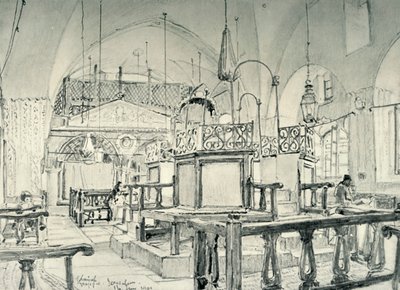 Spanische Synagoge in Jerusalem - Innenansicht, 1902 von John Fulleylove
