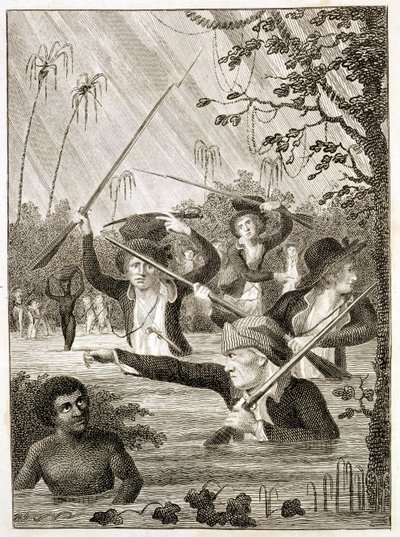 Marsch durch einen Sumpf oder Morast in Terra Firma von John Gabriel (after) Stedman