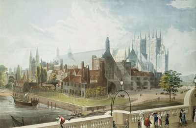 Westminster Hall und Abtei, graviert von Daniel Havell, veröffentlicht von Rudolph Ackermann, 1819 von John Gendall