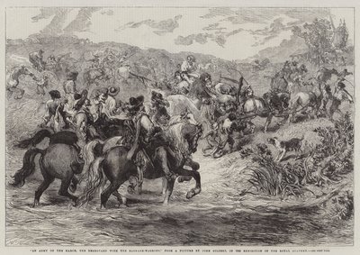 Eine Armee auf dem Marsch, die Nachhut mit den Gepäckwagen, in der Ausstellung der Royal Academy von John Gilbert