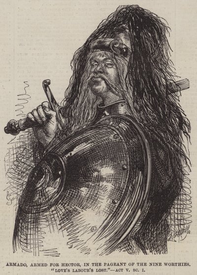 Armado, bewaffnet für Hector, im Festzug der Neun Würdigen, Verlorene Liebesmüh, Akt V Szene I von John Gilbert