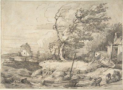 Ein Fischerboot bei Sturm an Land ziehen von John Hamilton Mortimer