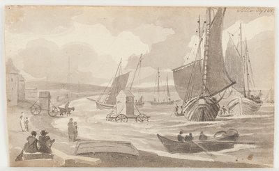 Badehäuser in Allonby, Cumbria, 1812 von John Harden