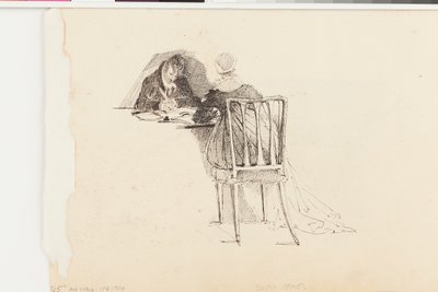 Mann und Frau schreiben an einem Tisch von John Harden