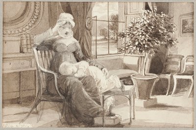 Mrs H mit Baby John William, 1814 von John Harden