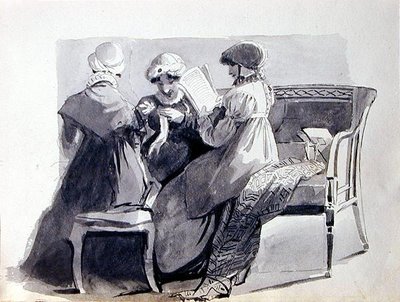 Drei Frauen auf einem Sofa von John Harden