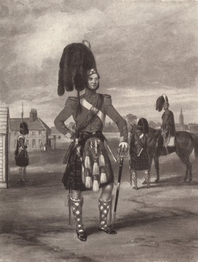 Die 93. Sutherland Highlanders im Überprüfungsbefehl, ca. 1820-1870, 1909 von John Harris Junior