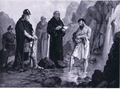 Taufe von Boris I., Illustration aus Hutchinsons Geschichte der Nationen, Band 4, ca. 1920er Jahre von John Harris Valda