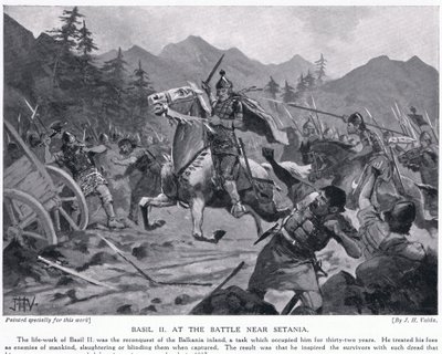 Basil II., in der Schlacht bei Setania 1017 n. Chr. von John Harris Valda