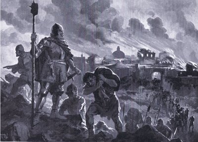Iwan der Schwarze setzt Zhabliak in Brand 1484, aus Hutchinsons Geschichte der Nationen (Band 4) veröffentlicht von Hutchinson, ca. 1920 von John Harris Valda