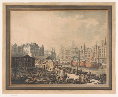 Ansicht des Fischmarktes auf dem Dam in Amsterdam von John Henry Wright