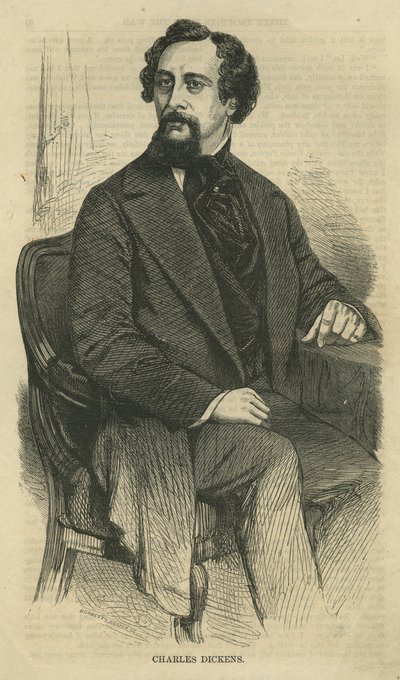 Charles Dickens, graviert von Bobbett-Hooper, aus Harpers New Monthly Magazine, um 1864 von John Jabez Edwin Paisley Mayall
