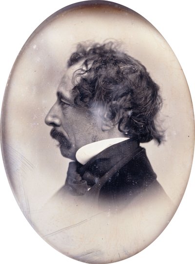 Profilporträt eines Gentlemans, identifiziert als Charles Dickens, um 1853-1855 von John Jabez Edwin Paisley Mayall