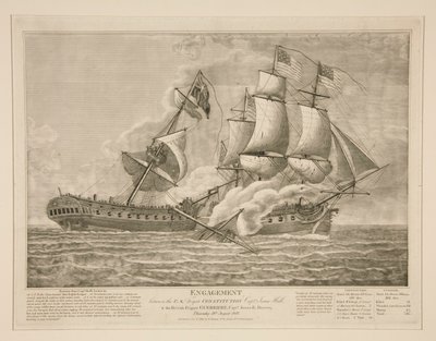 Gefecht zwischen der US-Fregatte Constitution und der britischen Fregatte Guerrière von John James Barralet