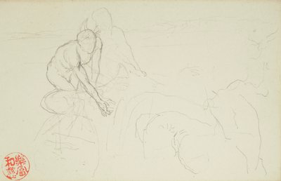 Achilles und Xanthus, aus La Farge-Folios Nr. 849 und Nr. 860, eine von 42 Zeichnungen von John La Farge