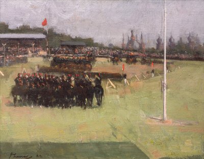 Die musikalische Reitvorführung der 15. Husaren während des Militärturniers auf der Glasgow International Exhibition 1888 von John Lavery