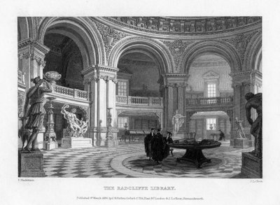 Innenraum der Radcliffe-Bibliothek, Universität Oxford von John Le Keux