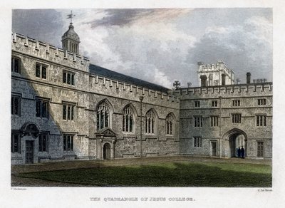 Der Innenhof des Jesus College, Universität Oxford von John Le Keux