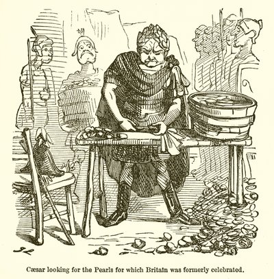 Cäsar auf der Suche nach den Perlen, für die Britannien einst berühmt war von John Leech