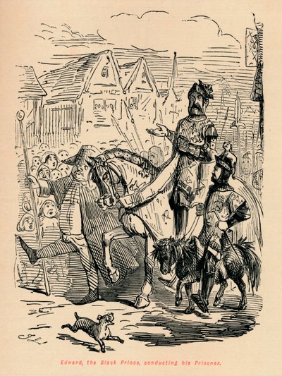Edward der Schwarze Prinz, führt seinen Gefangenen, ca. 1860 von John Leech