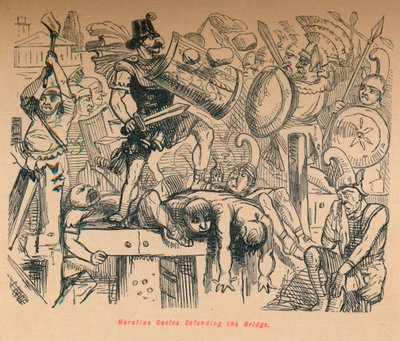 Horatius Cocles verteidigt die Brücke, 1852 von John Leech