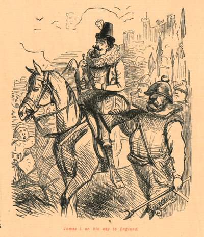 James I. auf dem Weg nach England von John Leech
