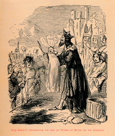König Edward stellt seinen Sohn als Prinz von Wales seinen Untertanen vor, um 1860 von John Leech