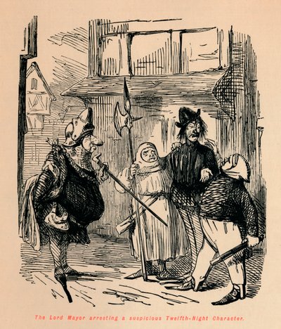 Der Lord Mayor verhaftet einen verdächtigen Zwölften-Nacht-Charakter von John Leech