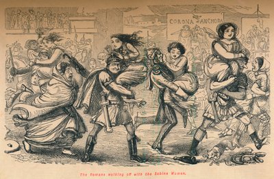 Die Römer entführen die Sabinerinnen, 1852 von John Leech