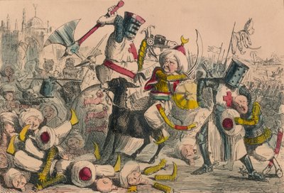 Schrecklicher Kampf zwischen Richard Löwenherz und Saladin, 1850 von John Leech and Gilbert Abbott A Beckett