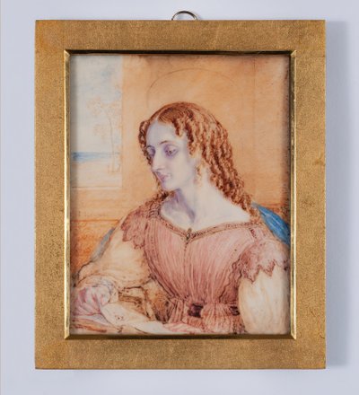 Junge Frau mit goldenem Heiligenschein von John Linnell